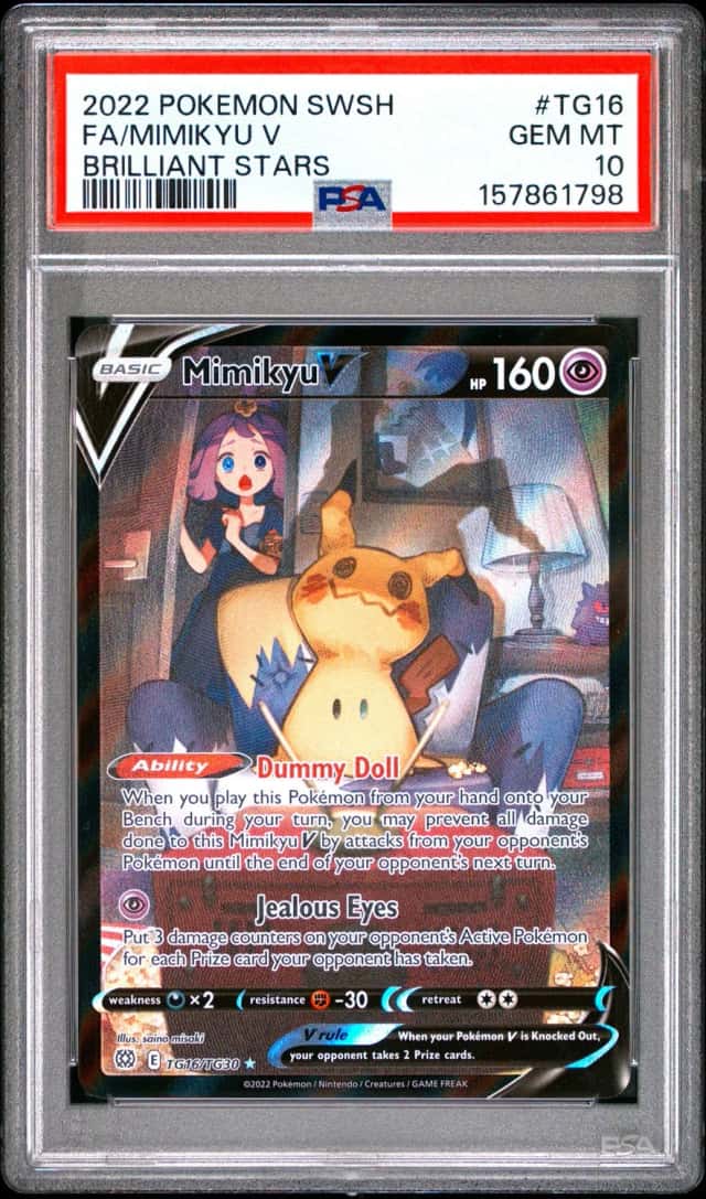 Pokemon 2022 Mimikyu V TG16/TG30 Full Art Brilliant Stars GEM MINT PSA 10