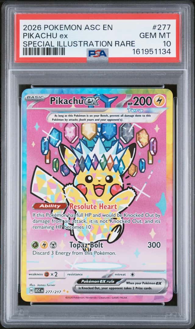 Pokemon 2026 Pikachu ex 277/217 Tera SIR Ascended Heroes GEM MINT PSA 10