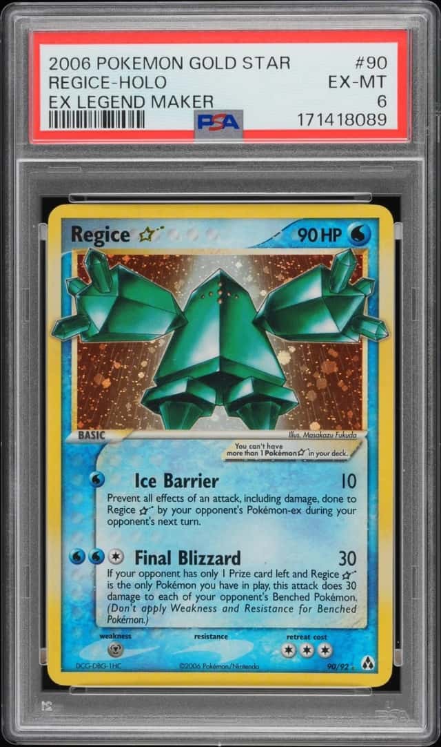 2006 POKEMON EX LEGEND MAKER GOLD STAR #90 REGICE-HOLO PSA 6