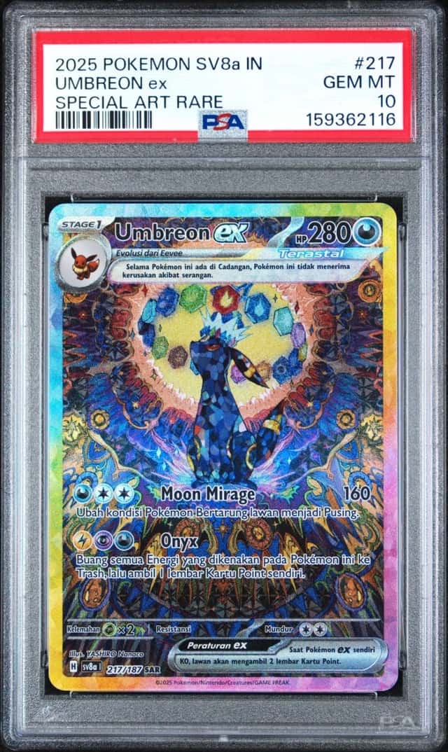 2025 POKEMON INDONESIAN TERASTAL FEST EX ART RARE #217 UMBREON EX PSA 10