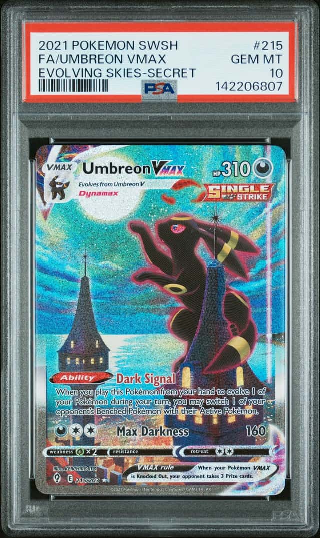 POKEMON FA/UMBREON VMAX 2021 SSH EVOLVING SKIES-SECRET #215 PSA 10