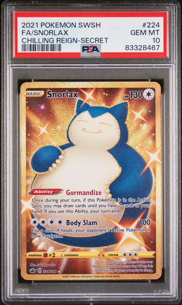 2021 Pokemon Sword and Shield Chilling Reign Secret Rare Snorlax #224