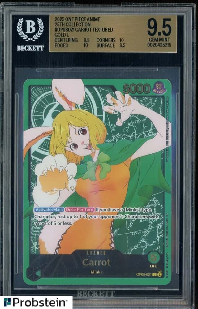2025 One Piece EB02 Special Gold 25th Anniversary #021 Carrot Leader BGS 9.5