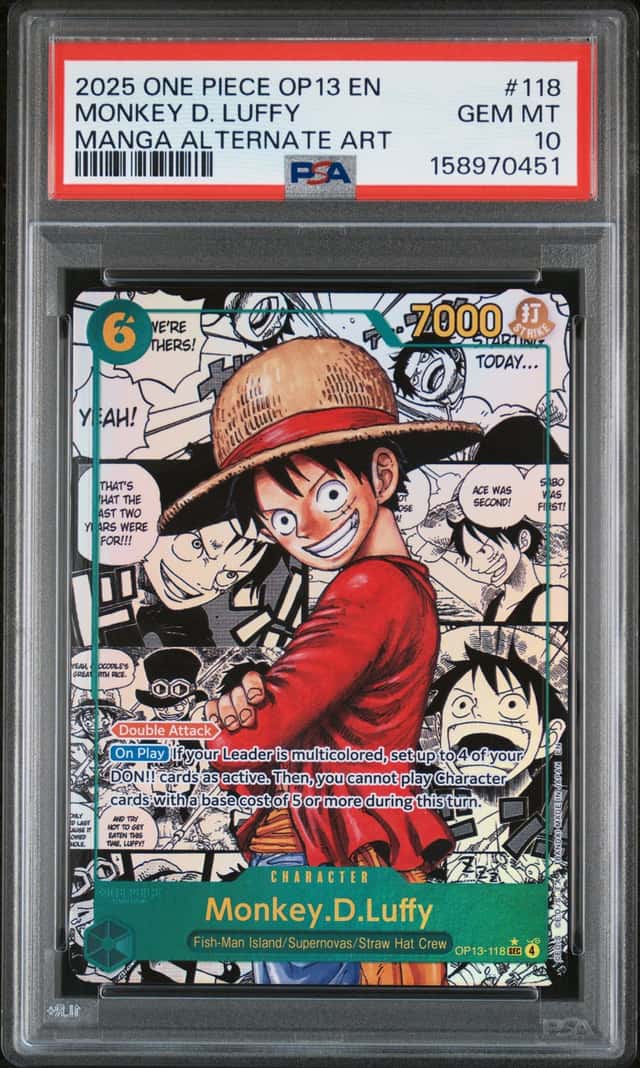 2025 One Piece OP13 En Manga Alternate Art #118 Monkey D. Luffy PSA 10 GEM MINT