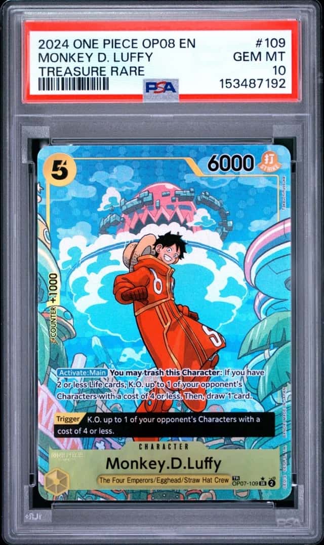 ONE PIECE MONKEY D. LUFFY 2024 OP08-TWO LEGENDS #109 TREASURE RARE PSA 10