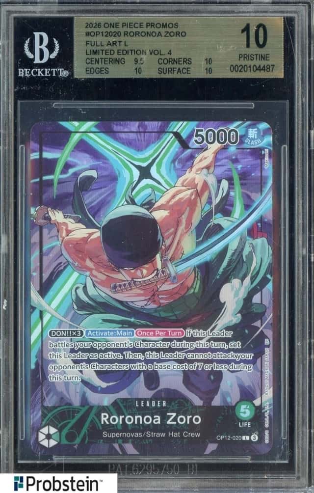 2026 One Piece Promo Limited Edition Vol.4 #020 Roronoa Zoro BGS 10 PRISTINE