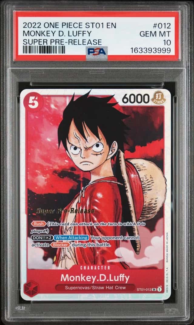 2022 ONE PIECE STARTER DECK ST01-STRAW HAT CREW #012 MONKEY D. LUFFY PSA 10