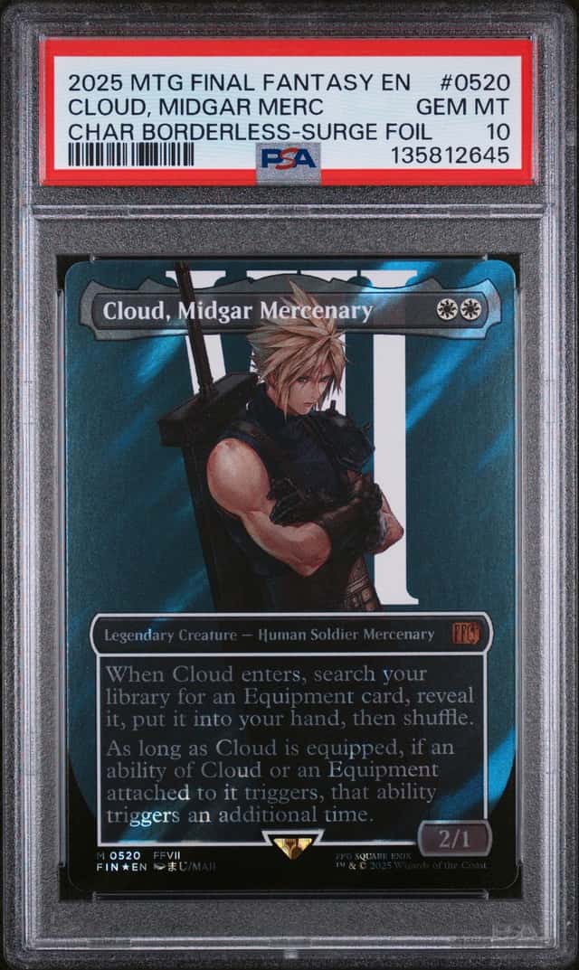 MTG Final Fantasy Borderless Surge Foil Cloud Midgar Mercenary PSA 10