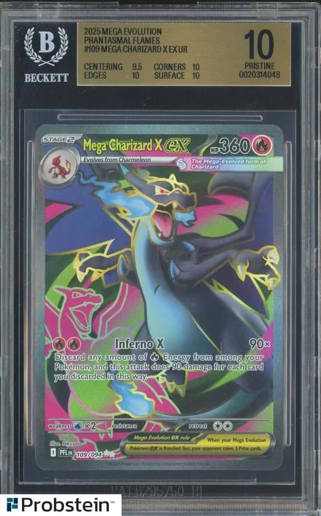 2025 Pokemon PFL EN Ultra Rare #109 Mega Charizard X ex BGS 10 PRISTINE