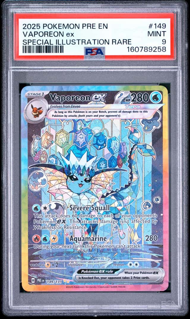 2025 Pokemon Pre En Special Illustration Rare #149 Vaporeon Ex PSA 9 MINT