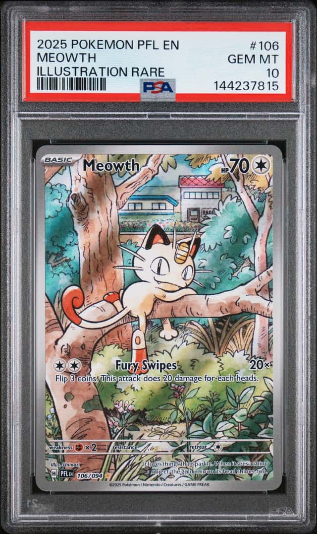 2025 Pokemon Phantasmal Flames Meowth Illustration Rare #106/094 PSA 10 GEM MINT