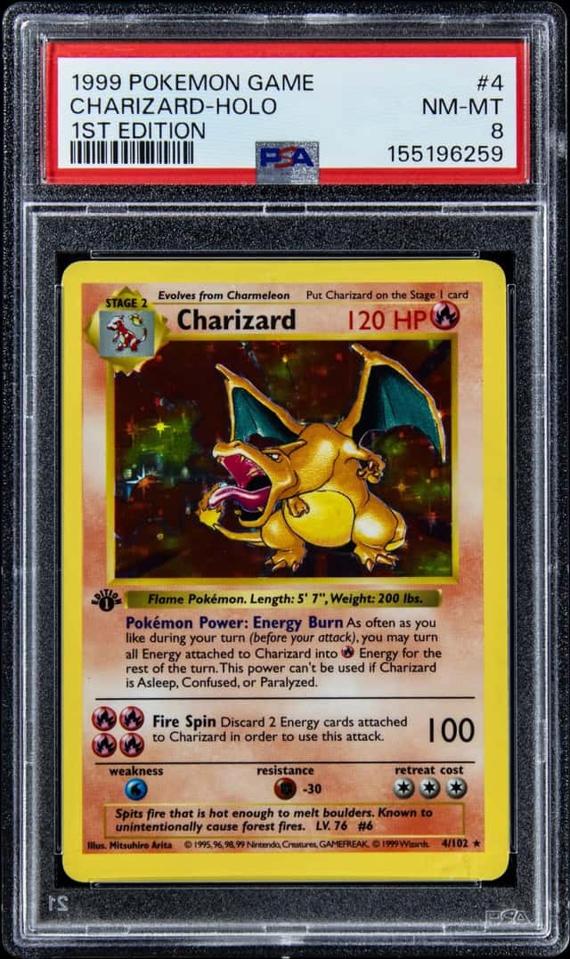 1999 Pokemon Base Set 1st Edition Holo #4 Charizard - PSA NM-MT 8
