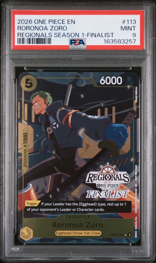 2026 ONE PIECE REGIONALS PACK 2026 SEASON 1 FINALIST #113 RORONOA ZORO PSA 9
