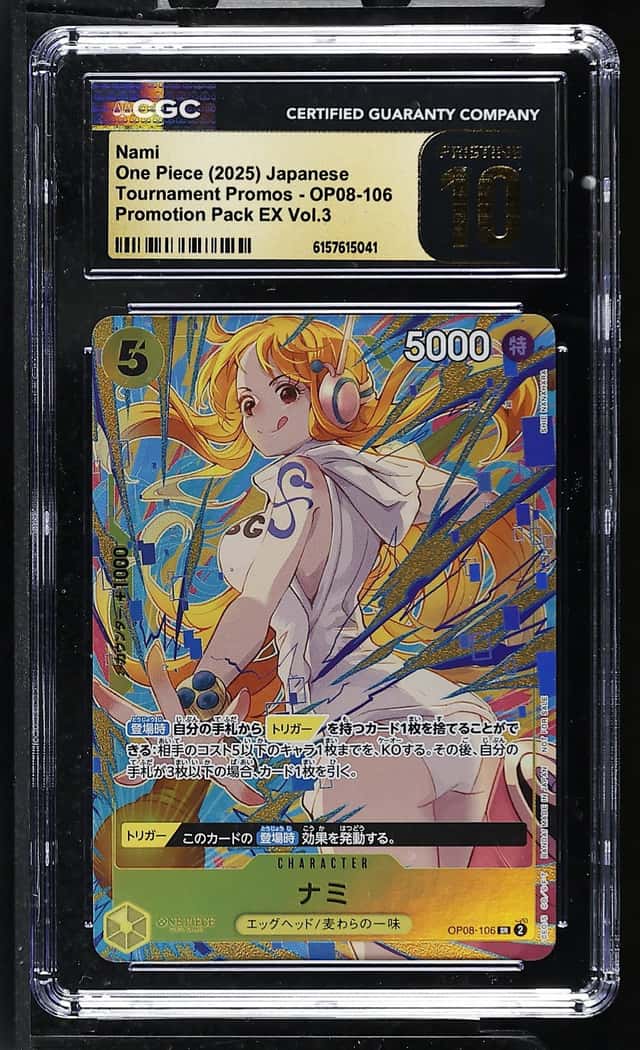 CGC PRISTINE 10 Nami OP08-106 SR Promotion Pack EX Vol.3 One Piece Card Game JP①
