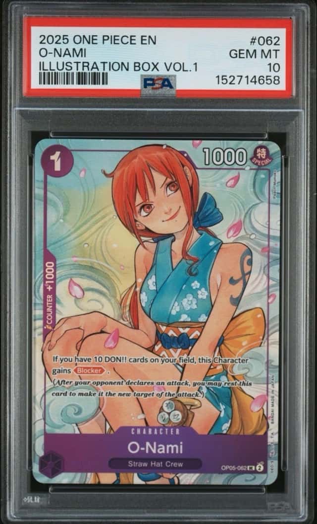 O-NAMI OP05-062 PSA 10 ALT ART PROMO ONE PIECE ILLUSTRATION BOX VOL. 1 ENGLISH