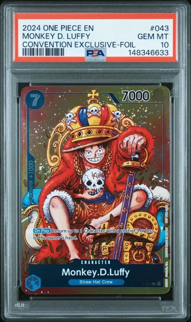 ONE PIECE MONKEY D. LUFFY 2024 PROMOS #043 CONV EXCL-FOIL PSA 10