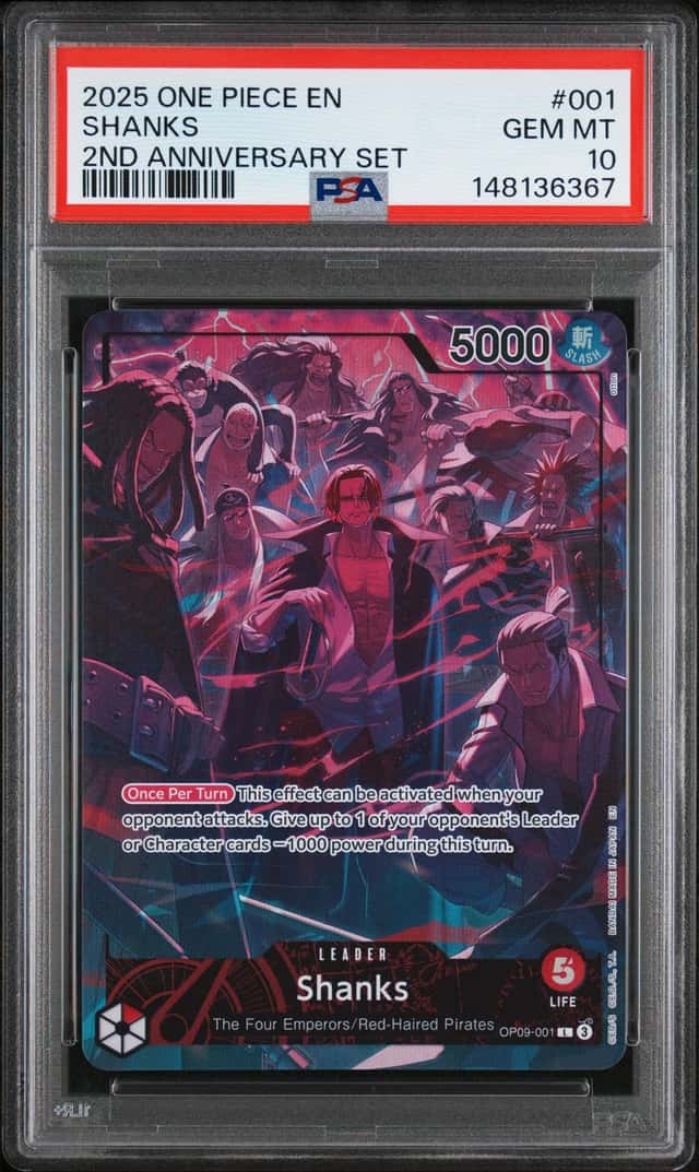 2025 One Piece Shanks Leader 2nd Anniversary #OP09-001 PSA 10 GEM MINT