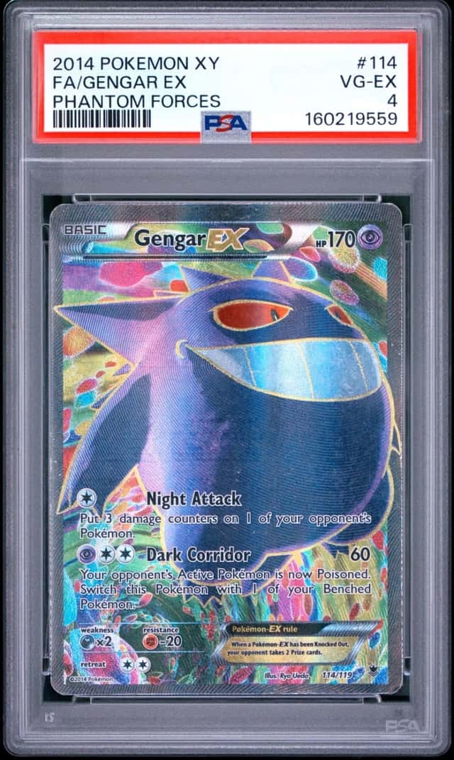 2014 POKEMON XY PHANTOM FORCES #114 FULL ART/GENGAR EX PSA 4