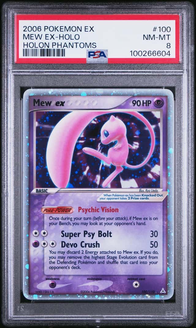 Mew EX Holo SWIRL🌀 2006 Pokemon EX Holon Phantoms #100 PSA 8 NM-MT (NEW CERT!)
