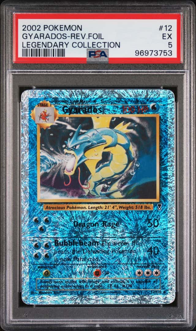 2002 POKEMON LEGENDARY COLECTION #12/110 GYARADOS REVERSE HOLO PSA 5