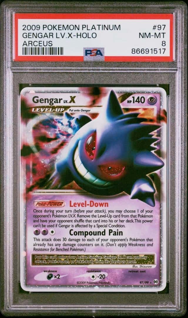 POKEMON GENGAR LV.X-HOLO 2009 PLATINUM ARCEUS #97 PSA 8