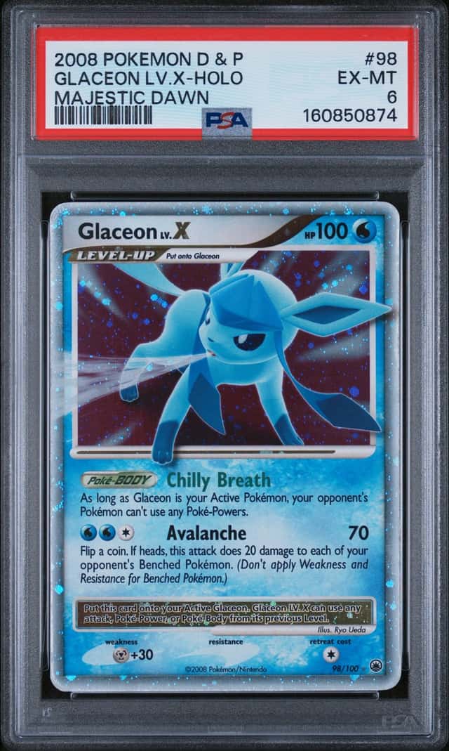 2008 Pokemon D & P Majestic Dawn #98 Glaceon LV.X Holo PSA 6 EX-MT
