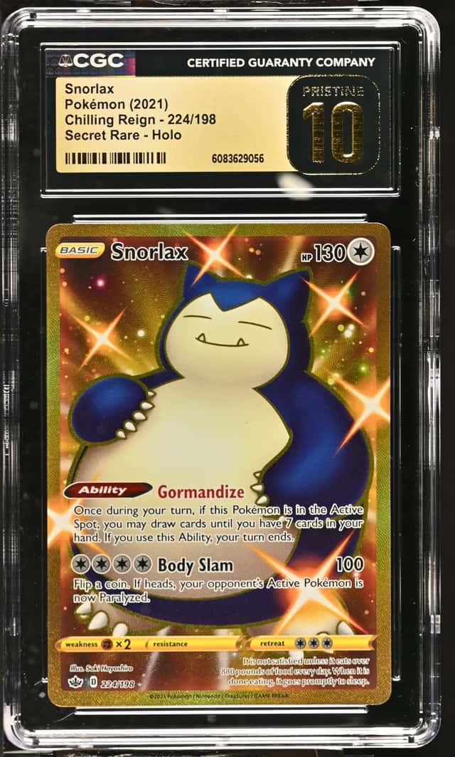 SNORLAX 2021 POKEMON CHILLING REIGN SECRET RARE #224/198 CGC 10 PRISTINE Q7285