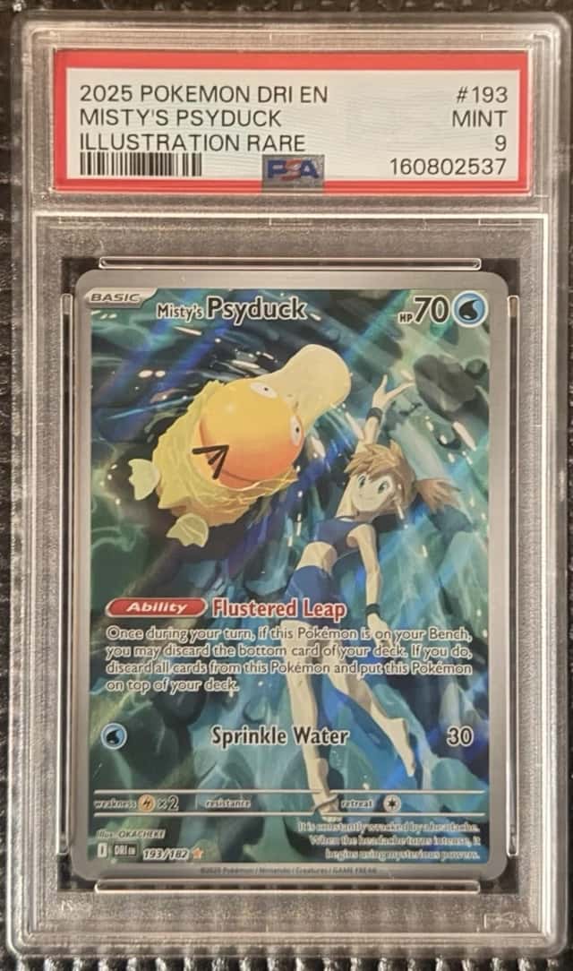 Pokemon TCG 2025 Misty's Psyduck 193/182 Sv10 Illustration Rare Holo PSA 9