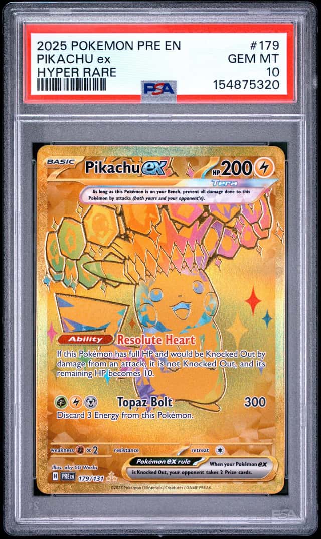 2025 Pokemon Prismatic Evolutions Pikachu EX Hyper Rare #179 PSA 10 GEM MINT