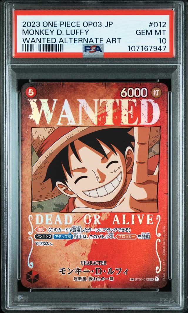 2023 One Piece OP03 Japanese Wanted Alternate Art #012 Monkey D Luffy PSA 10