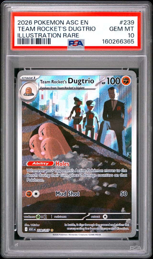 2026 POKEMON ASCENDED HEROES ILLUSTRATION RARE #239 TEAM ROCKET'S DUGTRIO PSA 10