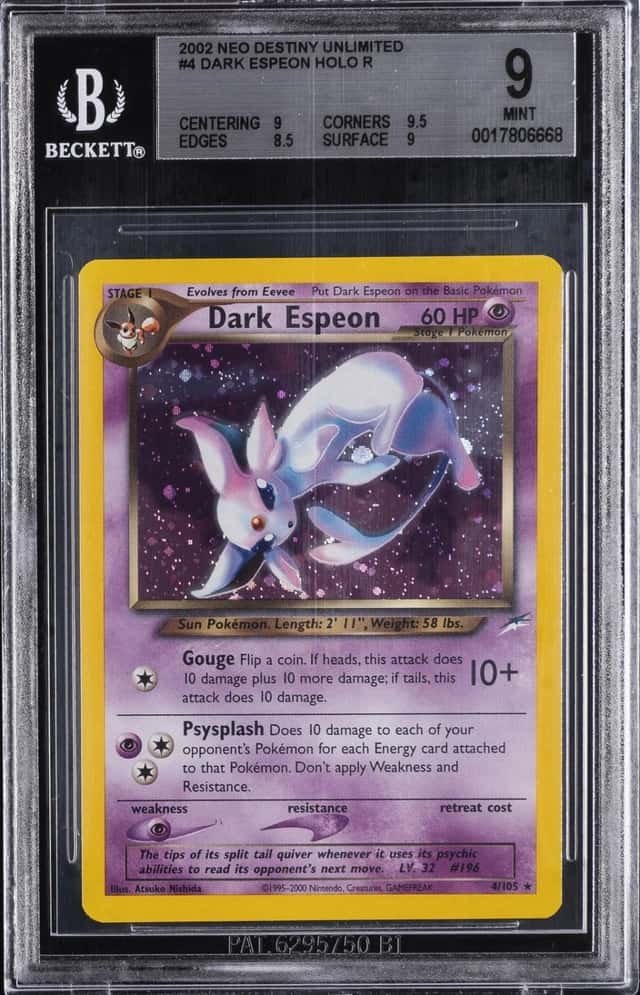 2002 POKEMON NEO DESTINY UNLIMITED HOLO R #4 DARK ESPEON BGS 9
