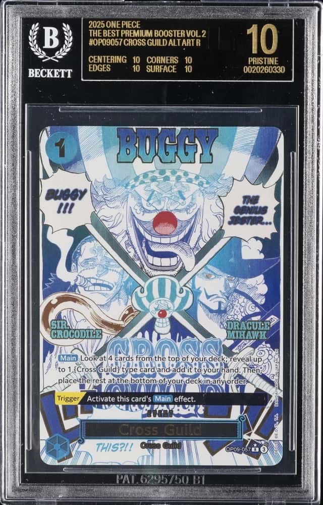 2025 ONE PIECE THE BEST PREMIUM BOOSTER CROSS GUILD ALT ART R BGS 10 BLACK LABEL