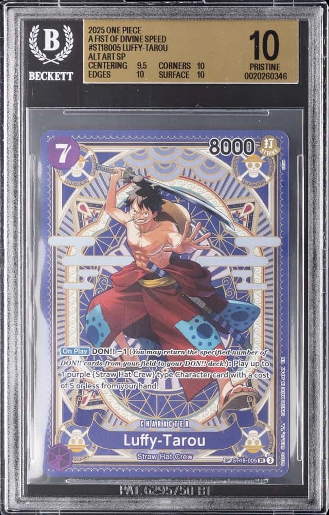 2025 ONE PIECE A FIST OF DIVINE SPEED #ST18005 LUFFY-TAROU ALT ART SP BGS 10
