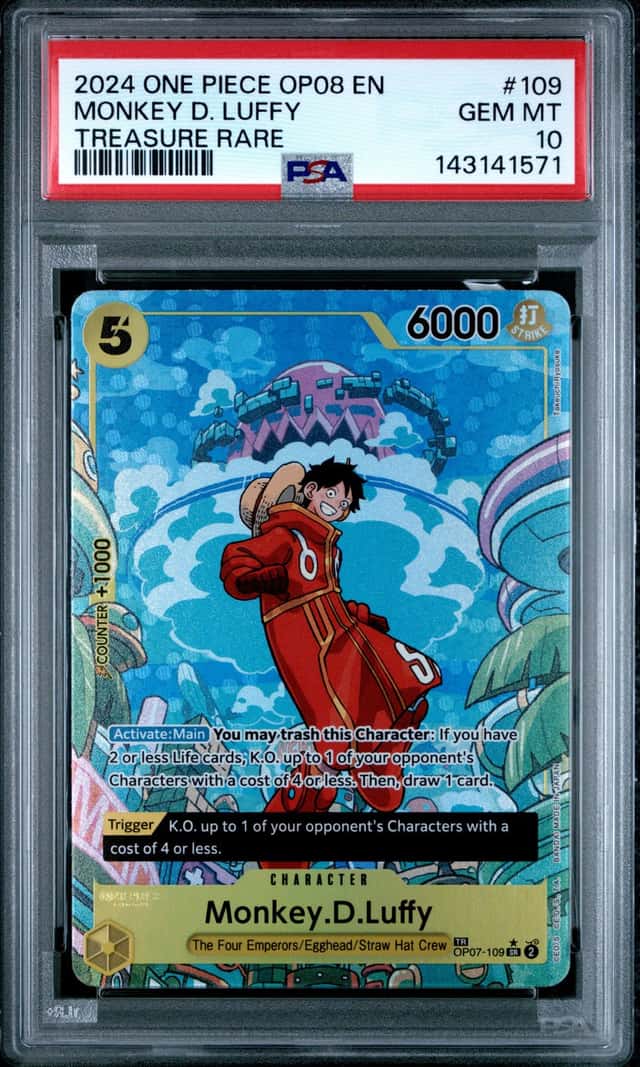 ONE PIECE MONKEY D. LUFFY 2024 TWO LEGENDS #109 TREASURE RARE PSA 10