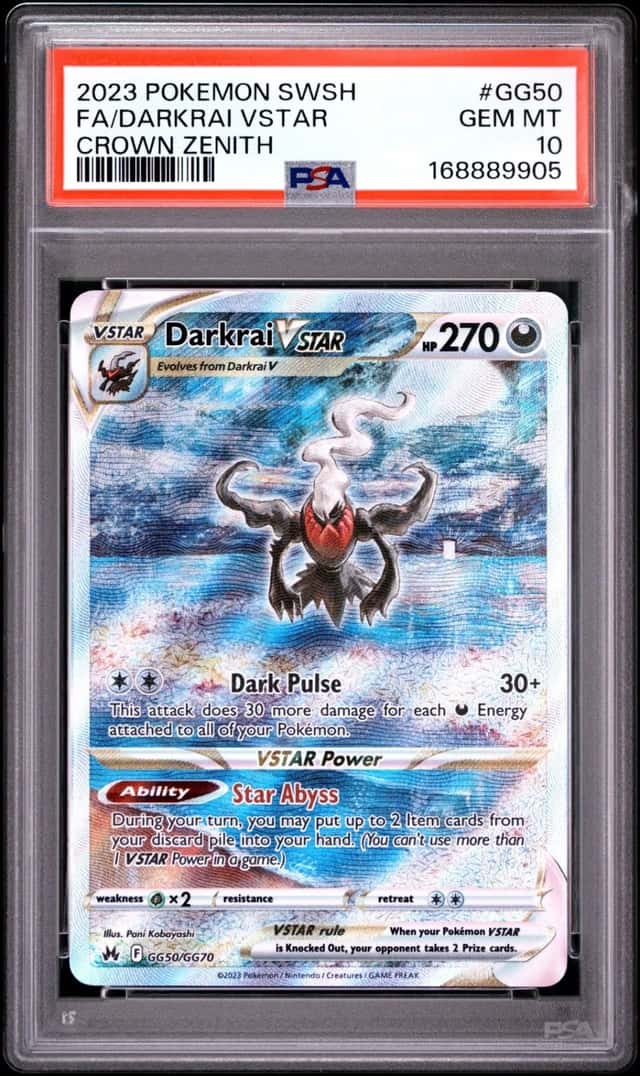 2023 POKEMON SWORD & SHIELD CROWN ZENITH #GG50 FULL ART/DARKRAI VSTAR PSA 10