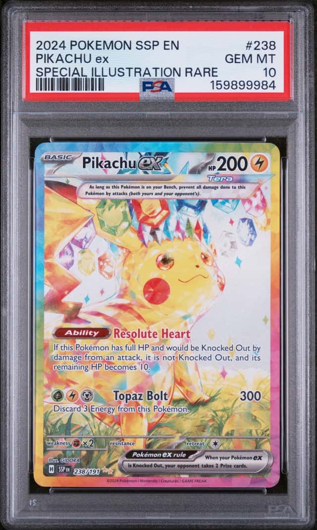 2024 Pokemon Surging Sparks Pikachu Ex #238/191 PSA 10 GEM MINT