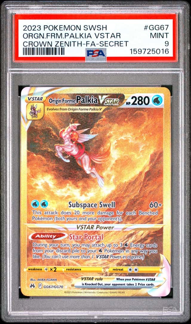 ORIGIN FORME PALKIA VSTAR PSA 9 2023 POKEMON SWSH CROWN ZENITH #GG67/GG70 FA 016
