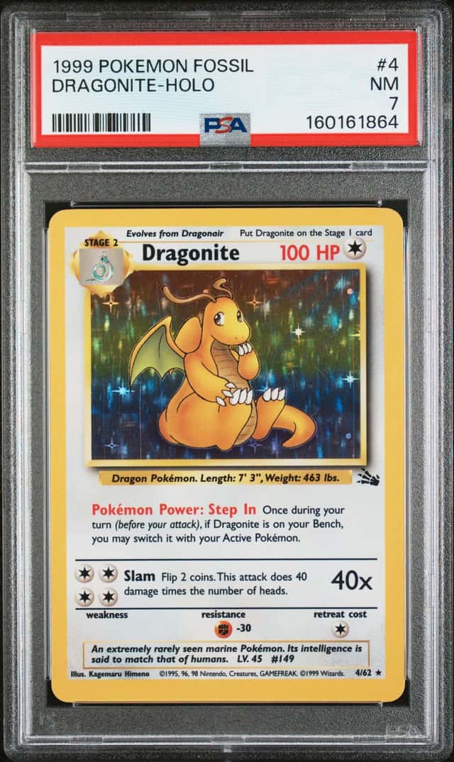 DRAGONITE 1999 POKEMON FOSSIL 4/62 RARE HOLO PSA 7 Q3626