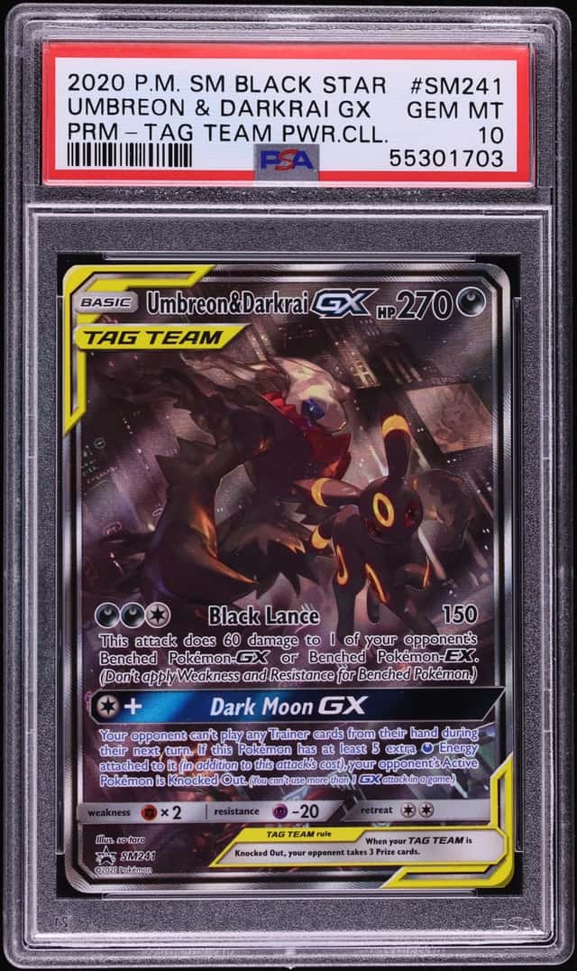 2020 Pokemon Sun & Moon Promo Tag Team Powers Full Art Umbreon & Darkrai GX #SM241 PSA 10 GEM