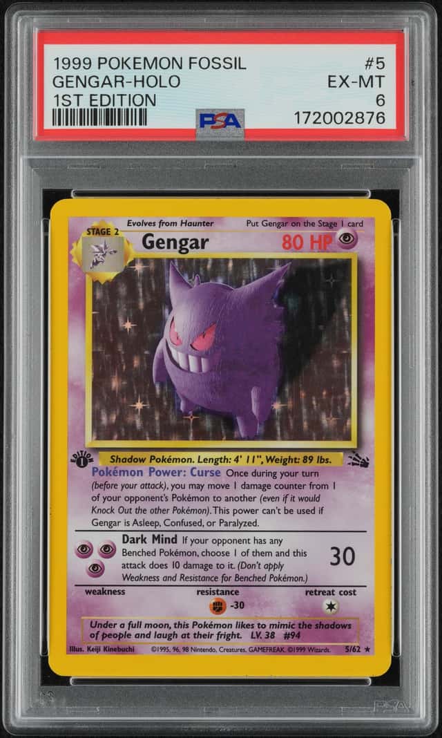 1999 Pokemon Fossil 1st Edition Holo Gengar #5