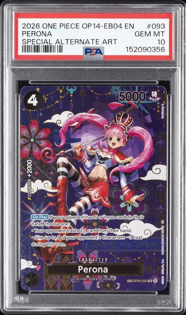 2026 ONE PIECE THE AZURE SEA'S SEVEN SPECIAL ALT ART #093 PERONA PSA 10