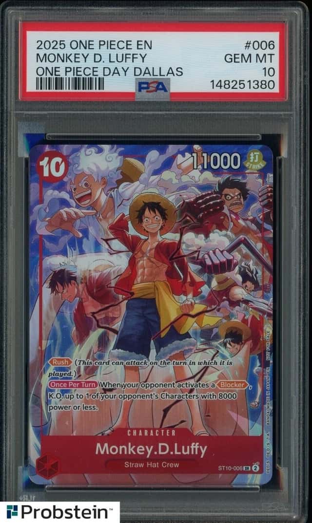 2025 One Piece Day Dallas Promo #006 Monkey D. Luffy PSA 10 GEM MINT