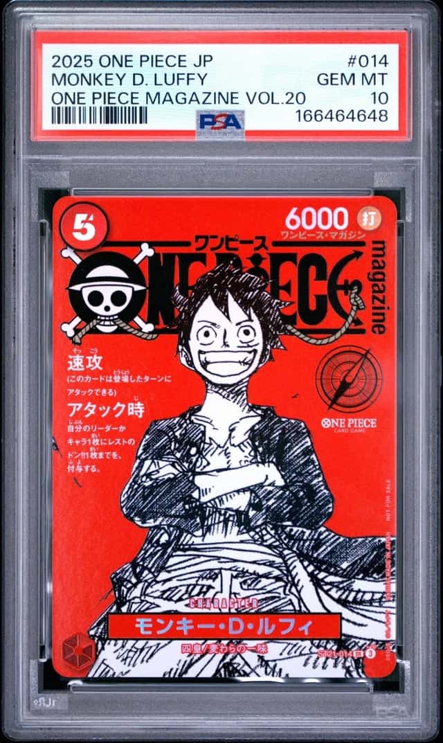 2025 ONE PIECE JAPANESE PROMOS ONE PIECE MAGAZINE VOL.20 MONKEY D. LUFFY PSA 10