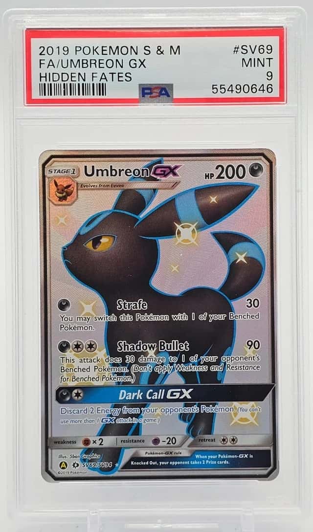 UMBREON GX 2019 POKEMON HIDDEN FATES SV69/SV94 ULTRA RARE FULL ART PSA 9 Q1518