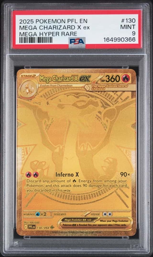 2025 POKEMON PFL EN-PHANTASMAL FLAMES MEGA HYPER RARE MEGA CHARIZARD X EX PSA 9