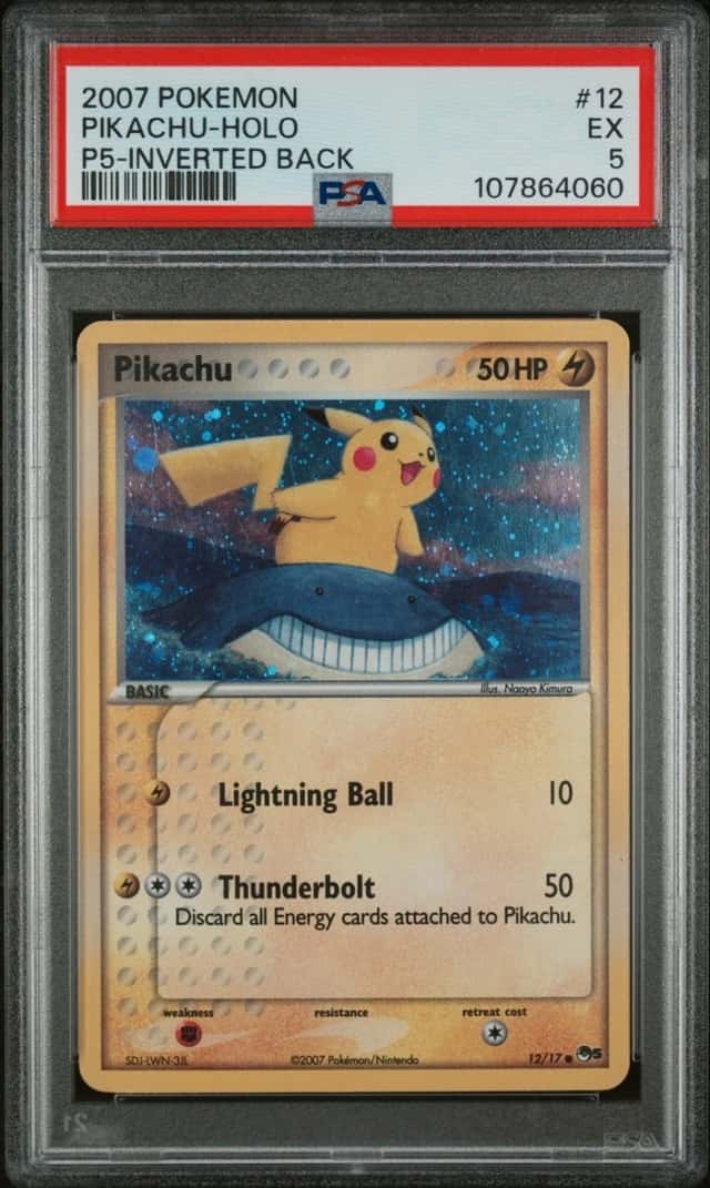 POKEMON PIKACHU-HOLO 2007 POP SER 5 #12 P5-INVERTED BK PSA 5
