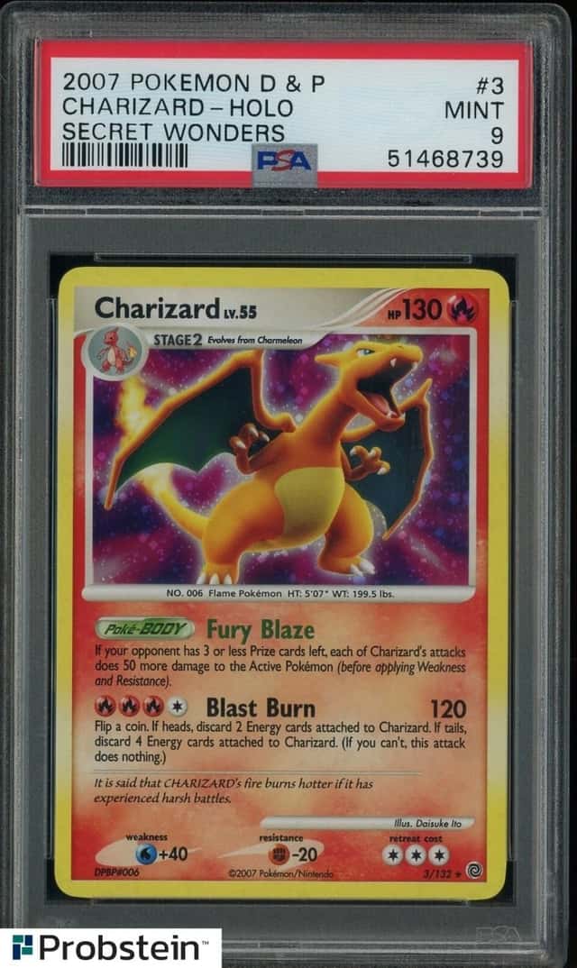 2007 Pokemon D & P Secret Wonders #3 Charizard Holo PSA 9 MINT