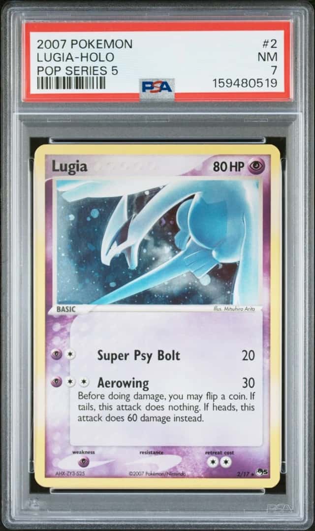 2007 POKEMON POP SERIES 5 #2 LUGIA-HOLO PSA 7