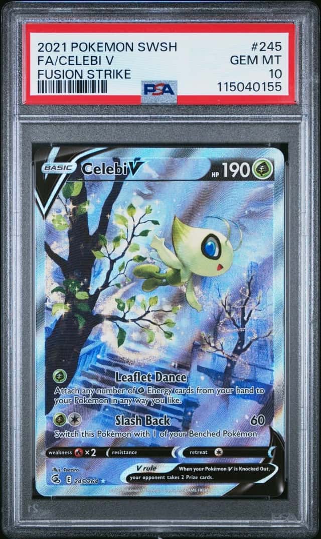 2021 POKEMON SWORD & SHIELD FUSION STRIKE #245 FULL ART/CELEBI V PSA 10